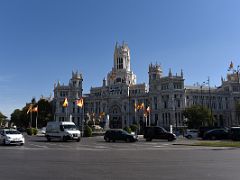 02A Cibeles Fountain stands in the centre of the Plaza de Cibeles With Palacio de Cibeles Madrid Spain