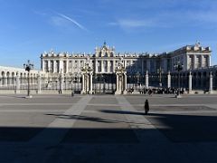 01B Tourists Line Up In Plaza de la Armería Before Entering The Royal Palace Madrid Spain