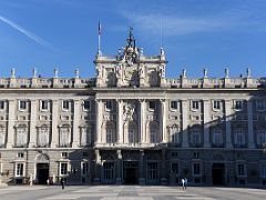 02B Royal Palace And Clock Tower Beyond The Entrance Courtyard Madrid Spain