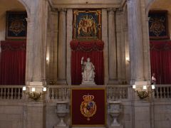 08A Charles IV Coat Of Arms At Top, Charles IV Statue, Philip VI Coat Of Arms At Top Of The Grand Staircase After Entering Royal Palace Madrid Spain