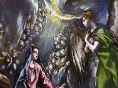 23B The Annunciation - El Greco 1596-1600 Close Up Thyssen Art Museum Madrid Spain