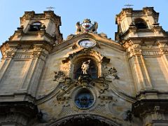 05A Basilica of Santa Maria del Coro Outside With Its Twin Towers In San Sebastian Donostia Old Town Parte Vieja Spain