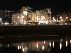 10B Victoria Eugenia Theater At Night Across Urumea River Old Town Parte Vieja San Sebastian Donostia Spain