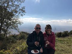 11D Jerome Ryan And Charlotte Ryan Enjoy Some Red Wine And Iberico Ham Snack On Obarenes Mountains On Rioja Wine Tour South Of San Sebastian Donostia Spain