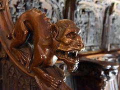 04D Carved arm rest featuring a mythical monster Choir Toledo Cathedral Spain