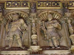 05B Above the stalls are carved stonework of marble and alabaster of the Kings of Judah Choir Toledo Cathedral Spain