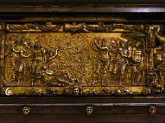 06B An iron and bronze reading desk by Nicolas de Vergara - detail frieze Choir Toledo Cathedral Spain