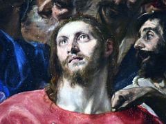 02C The Disrobing of Christ - El Greco 1577-79 - detail Christ looking up to Heaven with an expression of serenity Sacristy Toledo Cathedral Spain