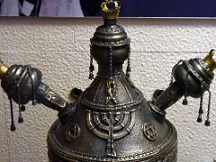 06B Torah scroll crown detail Museo Sefardi in El Transito Synagogue Toledo Spain